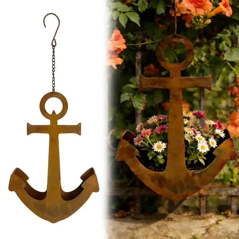 Nautical Metal Planter for Wall, Premium Retro Hangable Flower Pot, Precise Wear-Resistant Garden Container Shell