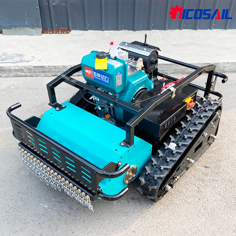 Industrial Dual Purpose Agricultural Diesel Crawler Mower Remote Control New Design For Steep All-Terrain Lawn Care CE