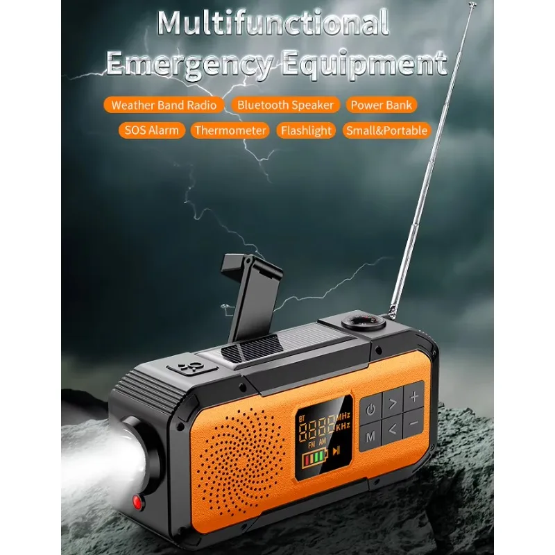 راديو AM FM عالمي محمول مقاوم للماء متعدد الطاقة يعمل بالطاقة الشمسية، راديو منزلي جديد للطوارئ مع وظيفة المصباح DF589 #2