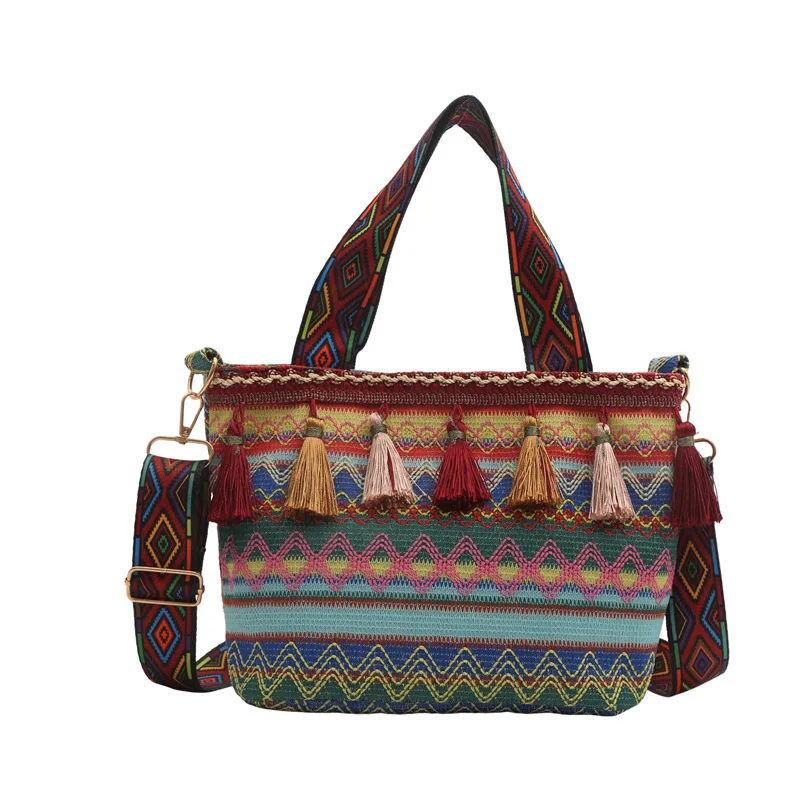 

Ethnic style large capacity tassel handbag, personalized Bohemian single shoulder crossbody trendy women's bag