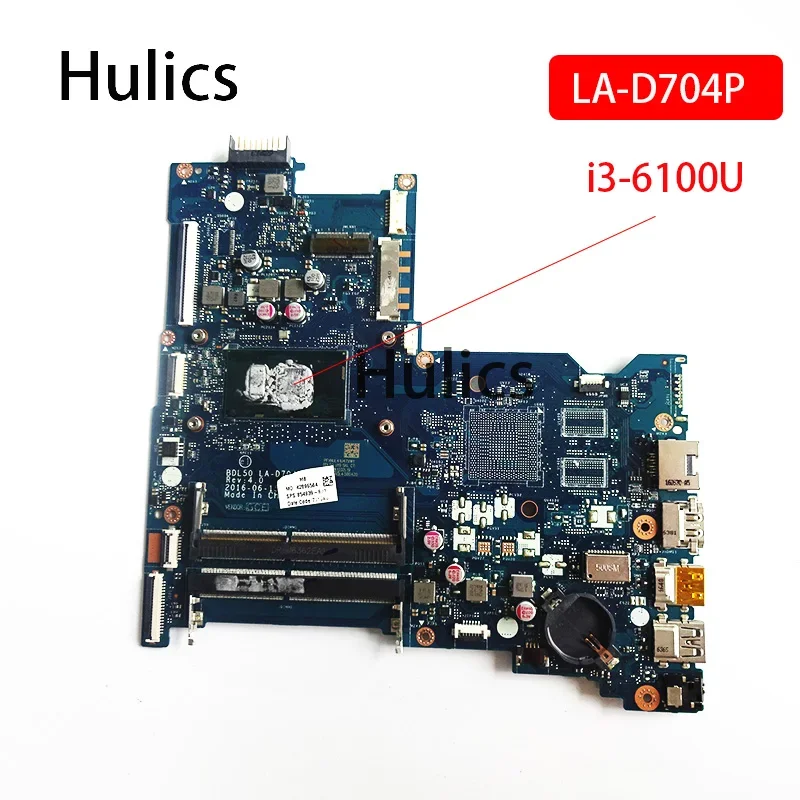 

Hulics б/у 854939 -601 854939 -501 854939 -001 Материнская плата UMA DDR4 BDL50 LA-D704P с процессором I3-6100U для основной платы HP 15-AY