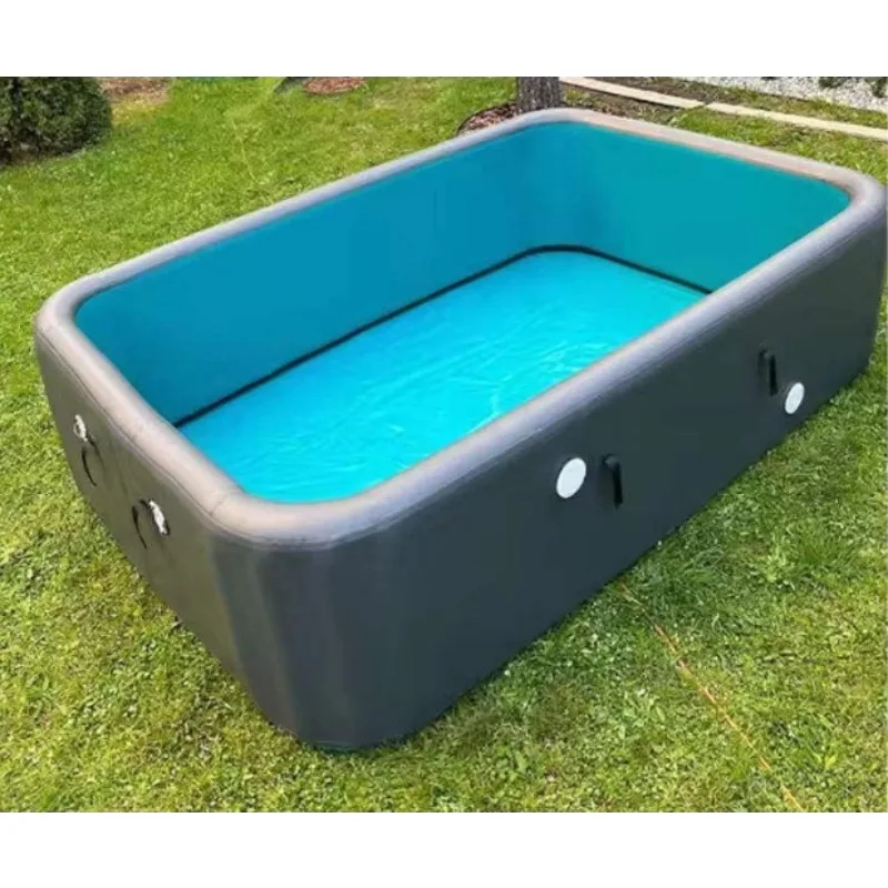 Rectangular 200 x 200 x 80 cm Inflatable Family Pool for Outdoor Water Activities and Family Leisure Time
