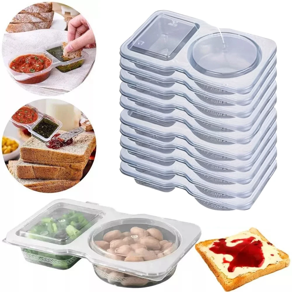 10/15/20/30pcs Reusable Snack Pack Containers Snack Pots With Lids Double Compartment Condiment Containers Leakproof Storage