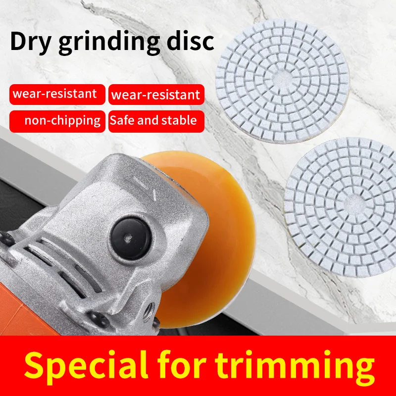 Угловая шлифовальная машина подходит для встроенных шлифовальных дисков, алмазных сухих шлифовальных дисков, специально разработанных для полировки и снятия фасок керамической плитки, каменных плит, мрамора и кварцевого камня, инструмента для отделки керамической плитки.