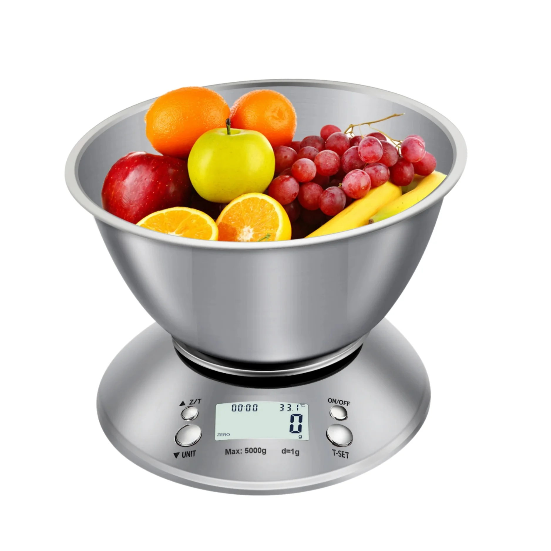 Stainless Steel Kitchen Scale with Tray, Hd LCD Digital Display,  Automatic Shutdown, Accuracy 1g,max Weighing 5kg