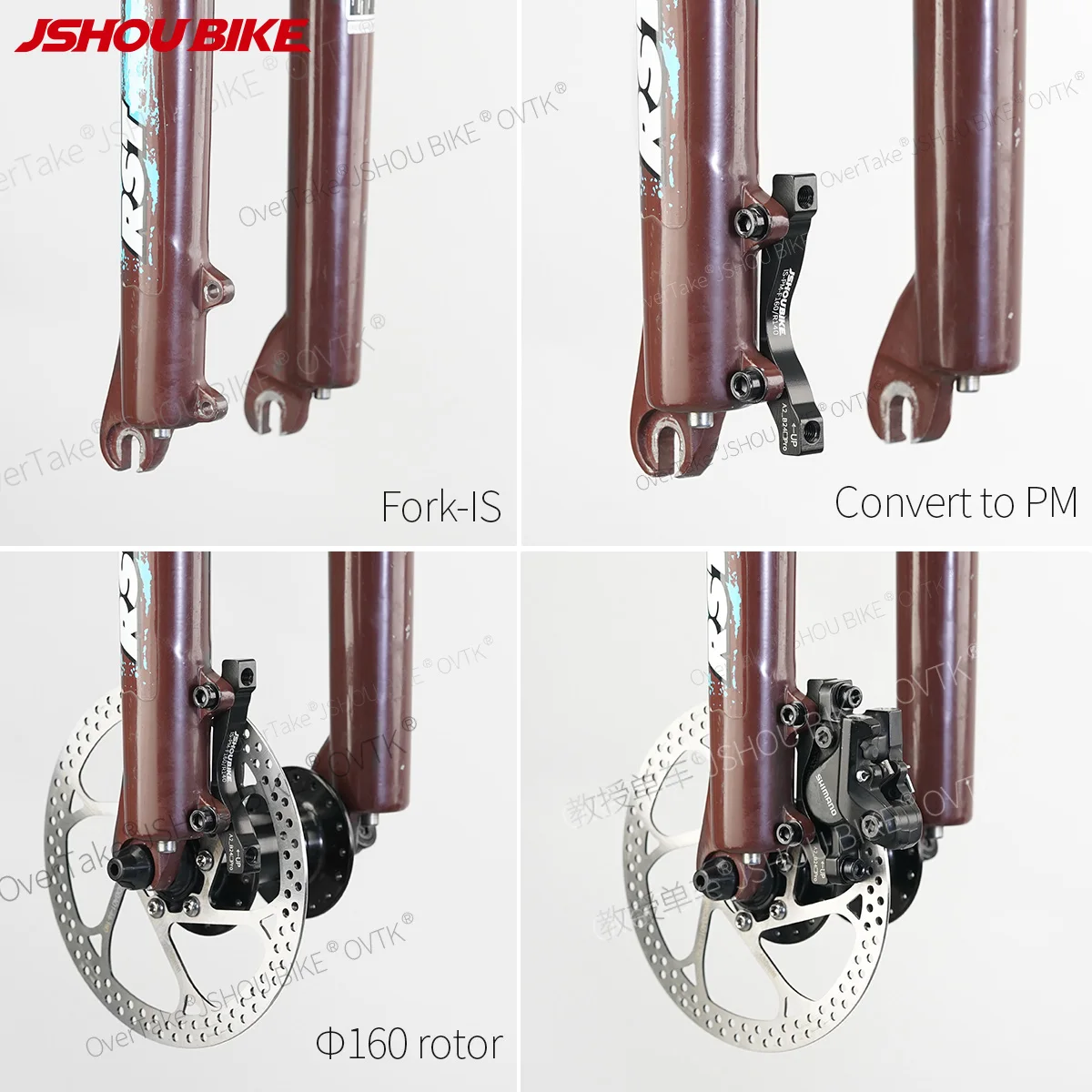 JSHOUBIKE 1/2/4/10/20PCS MTB Disc Brake Caliper Adapter Fork and Frame IS TO PM From 160mm