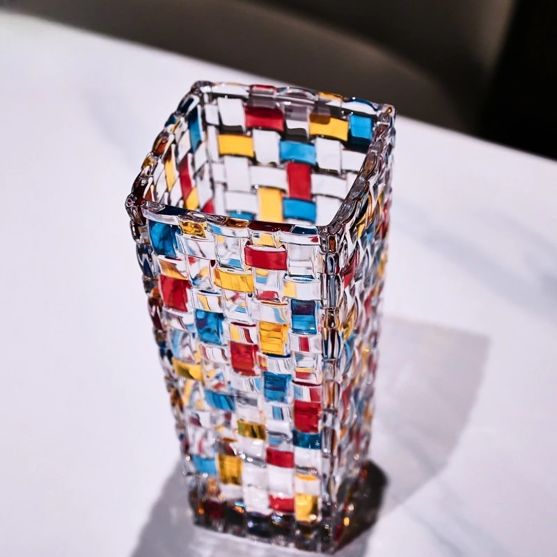 Crystal glass vase handmade color fashion decoration light luxury gift vase