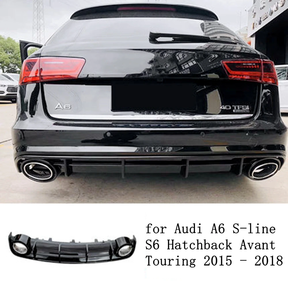 Rear Bumper Diffuser Lip Spoiler Protector for Audi A6 S-line S6 Hatchback Avant Touring 2015 - 2018 Not for RS6 Bumper Guard