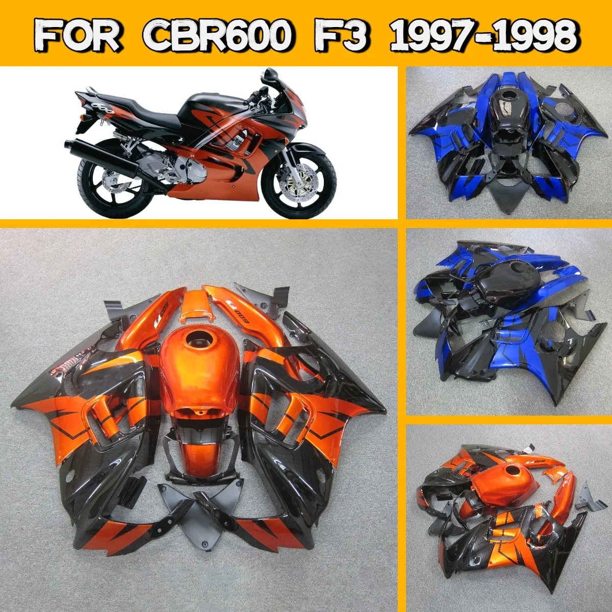 

Комплект обтекателей для мотоцикла Honda CBR 600 F3 1997-1998 годов, из ABS-пластика, подходит для CBR600 F3 97-98