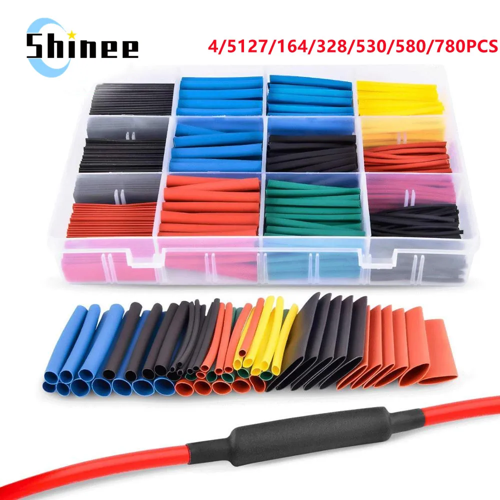 127-780pcs Heat-shrink Tubing Thermoresistant Tube Heat Shrink Wrapping Kit Electrical Connection Wire Cable Insulation Sleeving