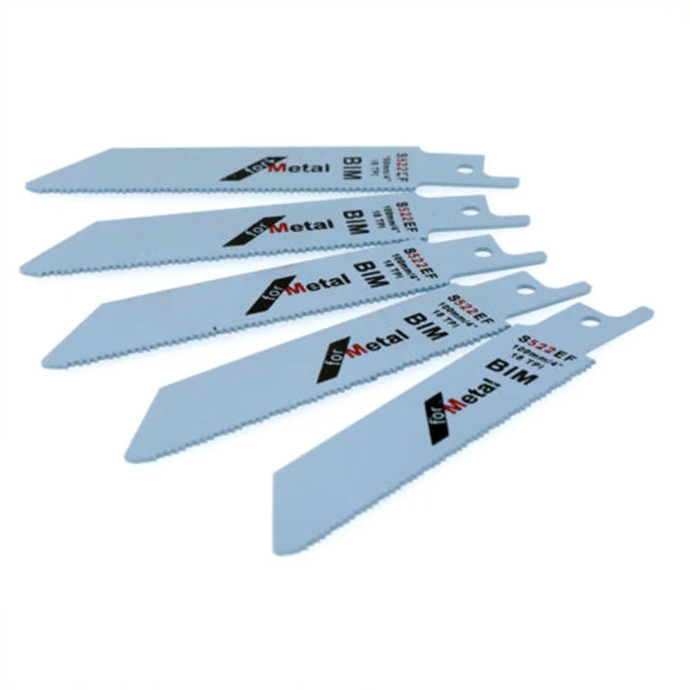 Lames de scie alternative en acier à haute teneur en carbone, 100mm, pour l'élagage du bois, pour tuyaux en plastique, coupe du métal, S522EF, 1.4mm, 5 pièces