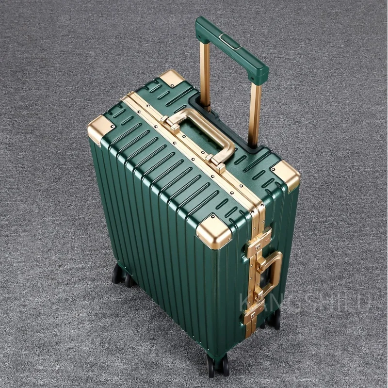 New Travel Suitcase On Wheels Large Size Case Aluminum Frame 20' 24'-Inch Luggage Boarding Luggage Travel Silent Wheel Trolley