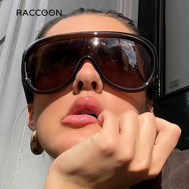 Retro Big Frame Sunglasses Women Men Fashion Oversized Luxury Brand Shades Trendy One Piece Sun Glasses Vintage Shield Goggles