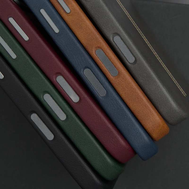 

Retro PU Leather for MagSafe Phone Case For iPhone 16 pro max 15 14 13 Pro Plus Senior Alloy Lens Wireless Charging Armor Cover