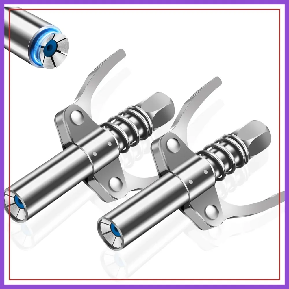 

12000 PSI Leak Proof Grease Gun Coupler, 2PCS Double Handle Nozzle for 1/8" NPT Guns