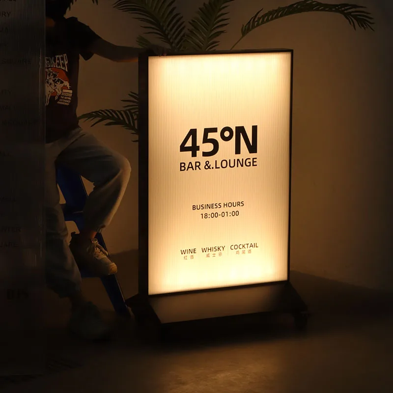

floor-to-ceiling light box customization, charging double-sided advertising display board, milk tea shop outdoor vertical sign
