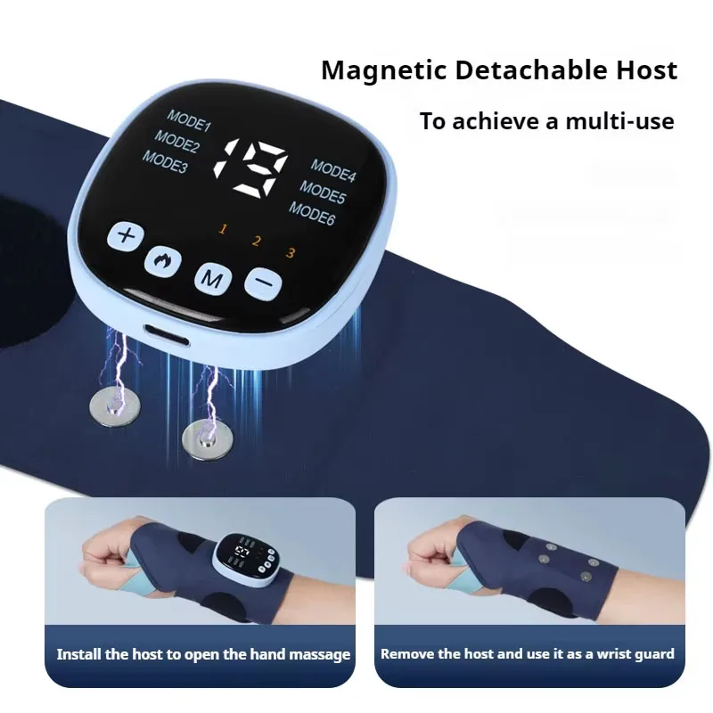 Tutore vibrante per massaggiatore da polso a 9 modalità e 19 livelli - Dispositivo di massaggio magnetico staccabile con terapia del calore Funzionamento semplice