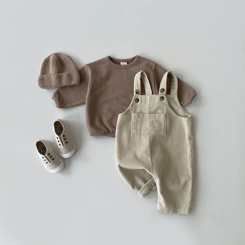 Korean Corduroy Baby Overalls Solid Color Girls Boys Pants Autumn Winter Kids Casual Suspenders Toddler Infant Clothes