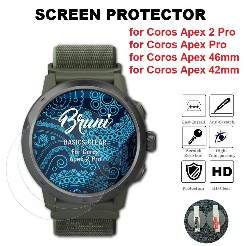 5 шт., защитная пленка для экрана смарт-часов Coros Apex 2 Pro / Apex 46 мм/42 мм, закаленное стекло HD, прозрачная защитная пленка
