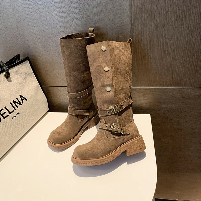 

Женские высокие сапоги, длинные эластичные массивные сапоги