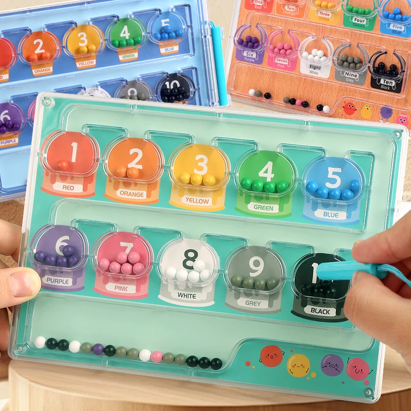 Montessori Children Toys Magnetic Digital Bead Maze Toy Number Color Classification Counting Recognition Operation Puzzle Games