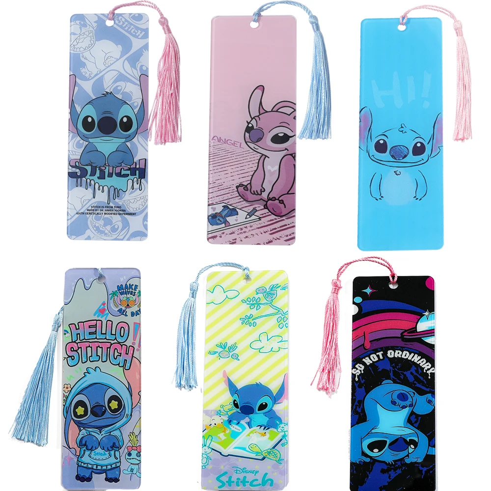 

Cute Blue Stitch Creative Acrylic Bookmark with Tassel for Book Lover Disney Stitch Book Mark Supplies Gifts for Women Men Fans