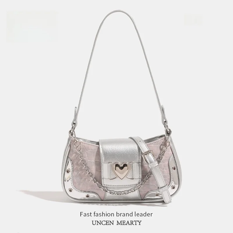 

UR Women's Pink Underarm Bag Cool Sweet Teen 2024 New Millennium Spicy Girl Versatile Design Single oulder Crossbody Bag