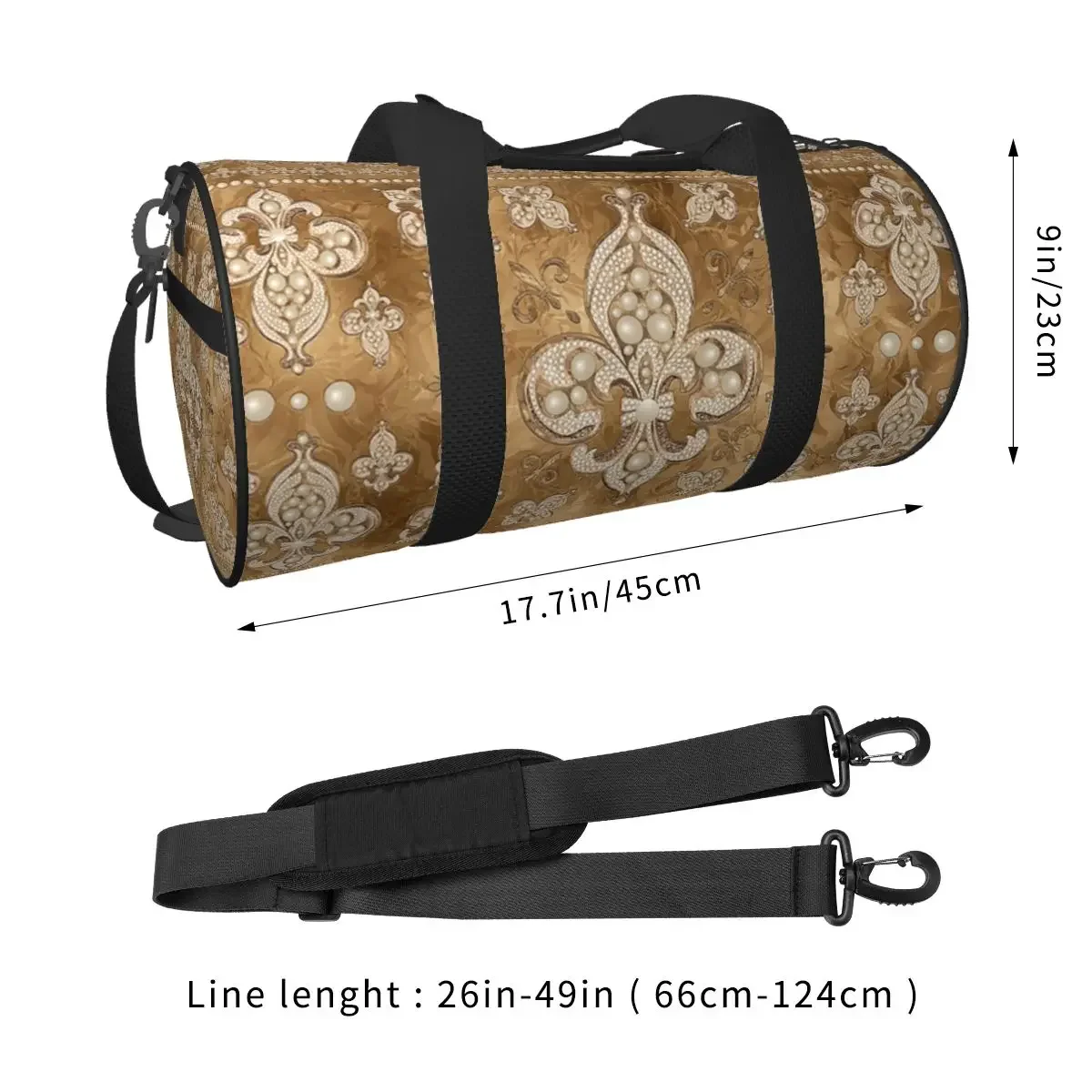 Fleur-de-lis Luxury Pearl And Gold Large Duffle Gym Bag Multi-Functional Duffle Travel Bags Handbags Fitness bag