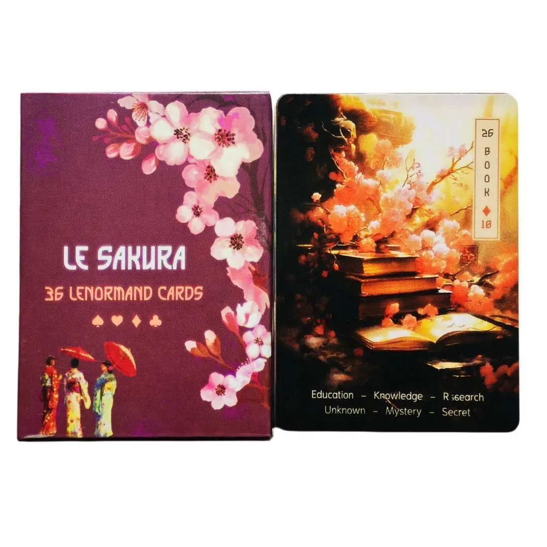 Japanese Cherry Blossom Themed Oracle Cards 9*6cm Le Sakura Lenormand Cards 36 Card Deck with Keywords