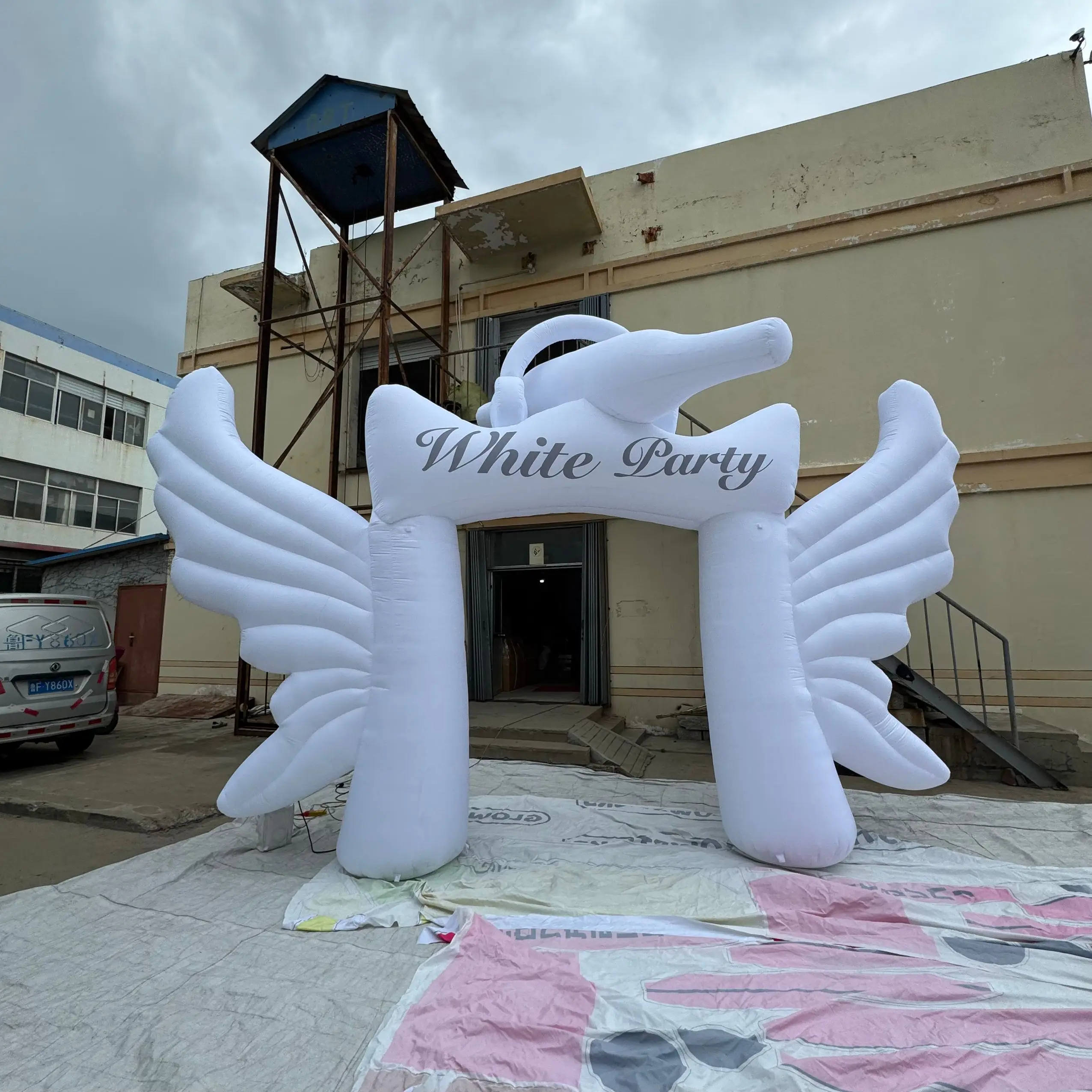 

Белая вечеринка, надувная арка с крыльями ангела и бутылкой шампанского, надувная арка, светодиодные фонари для украшения музыкальной вечеринки