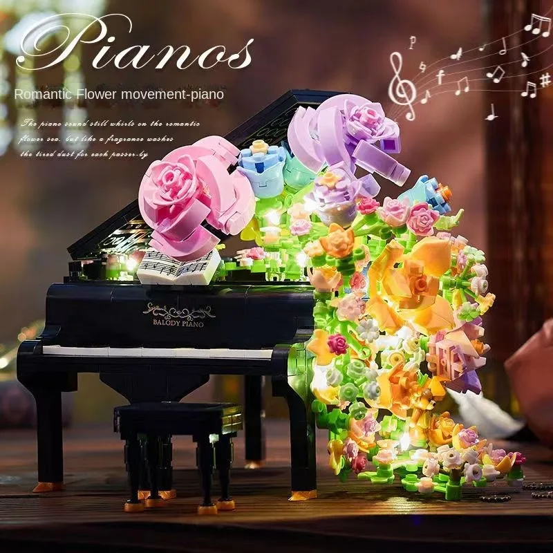 The Eternal Flower Electric Guitar Violin Piano Ukulele Building Block Assembly toy creative decoration gift