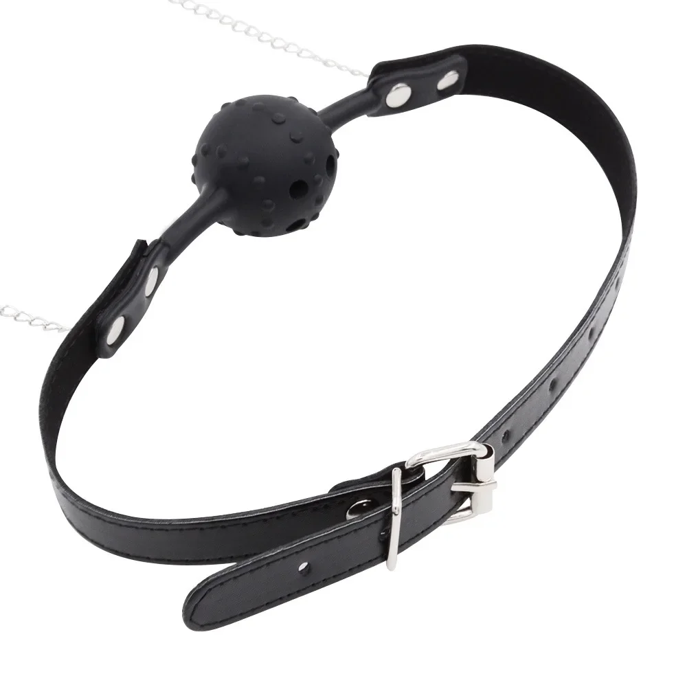 PU Leather Head Harness Mask Salve Training BDSM Bondage Restraint Gear Sex Toys Mouth Mask Silicone Ball Mouth Gag