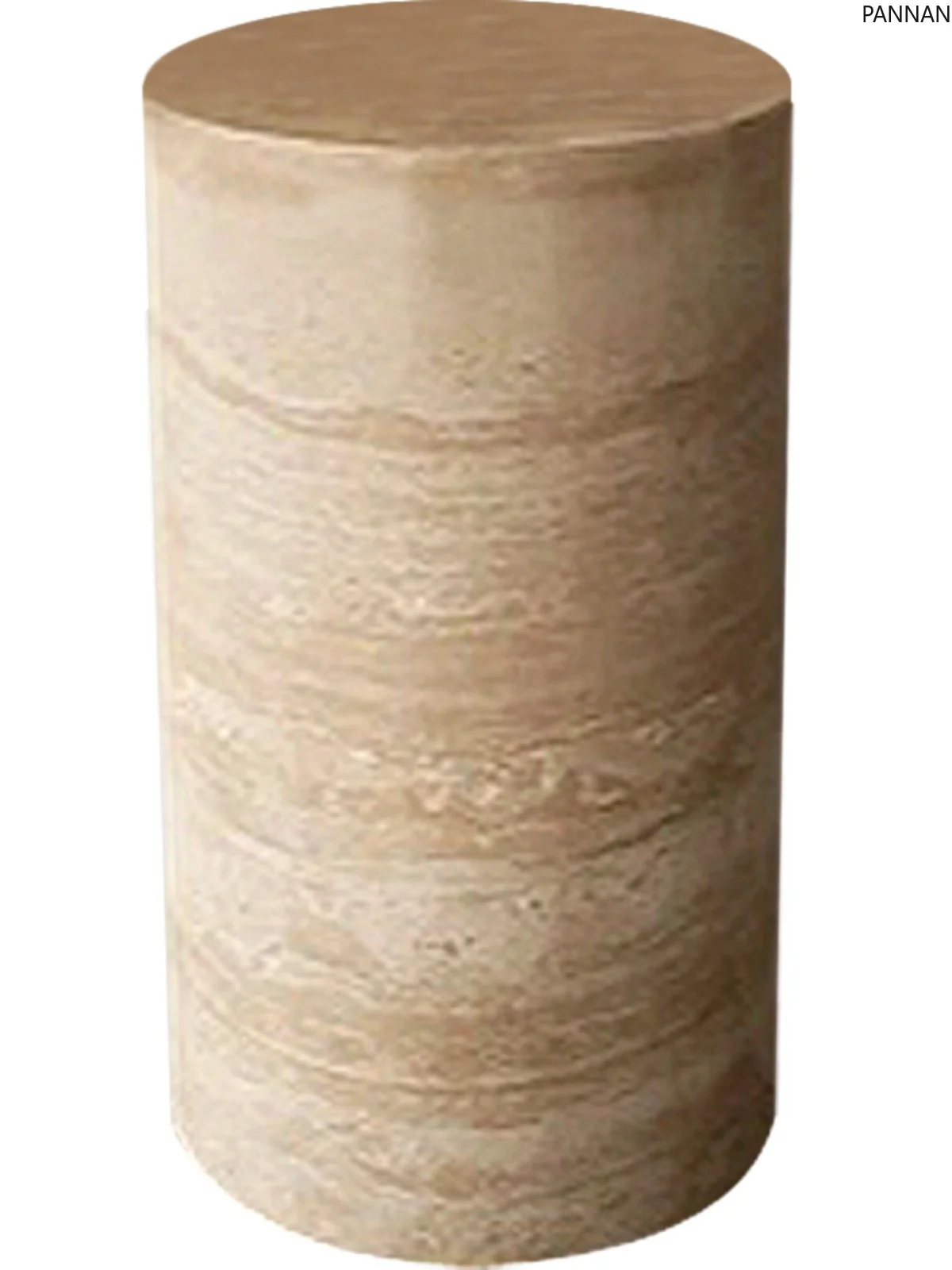 Travertine cylindrical base villa hotel living room floor decoration column natural marble ornament