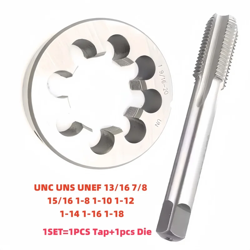 1Set American Screw Hand Tap and Die Set Fine Thread Dies Taps Suit UNC UNS UNEF 13/16 7/8 15/16 1-8 1-10 1-12 1-14 1-16 1-18