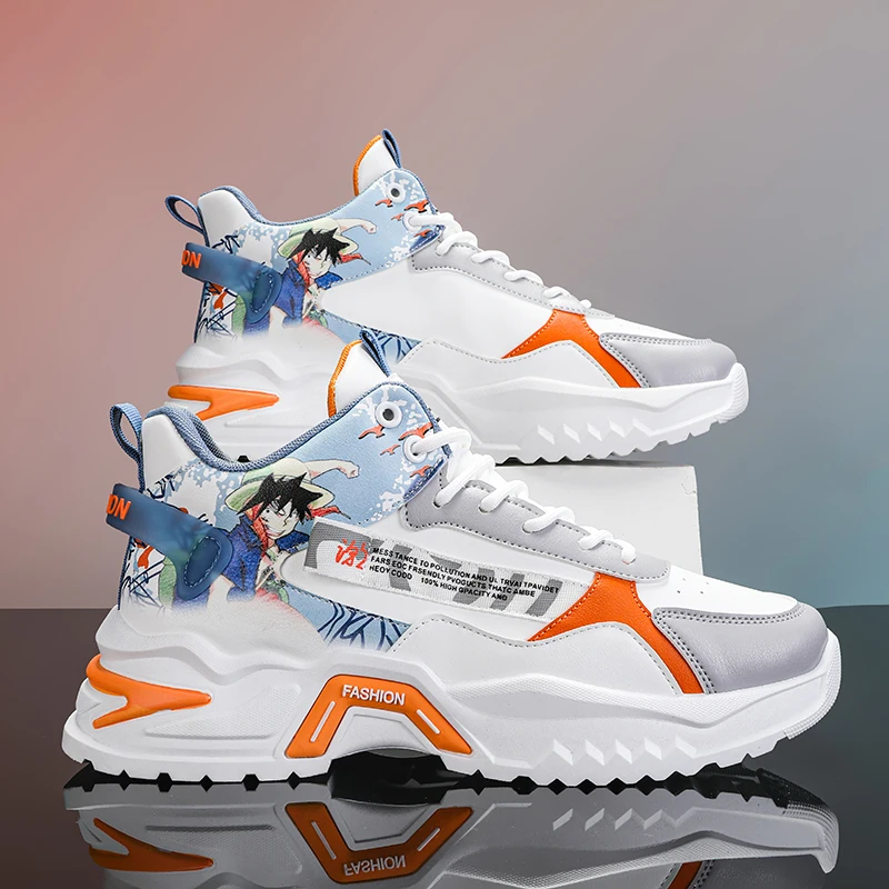 

Mens Running Shoes New Snug Retro High Top Sneakers Anti Slip Wear-resistant Height Increasing Fashion Casual Walking Shoes Man