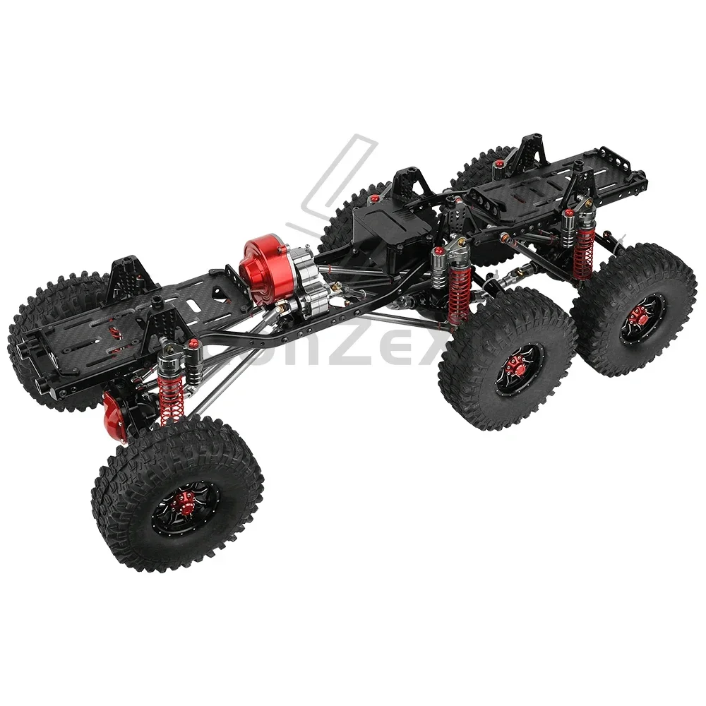 Ulepszone podwozie samochodu RC 6x6 ze stopu metali Pusta rama z 3-osiowymi ogniwami skrzyni biegów DIY do części samochodowych Axial SCX10 1/10 RC