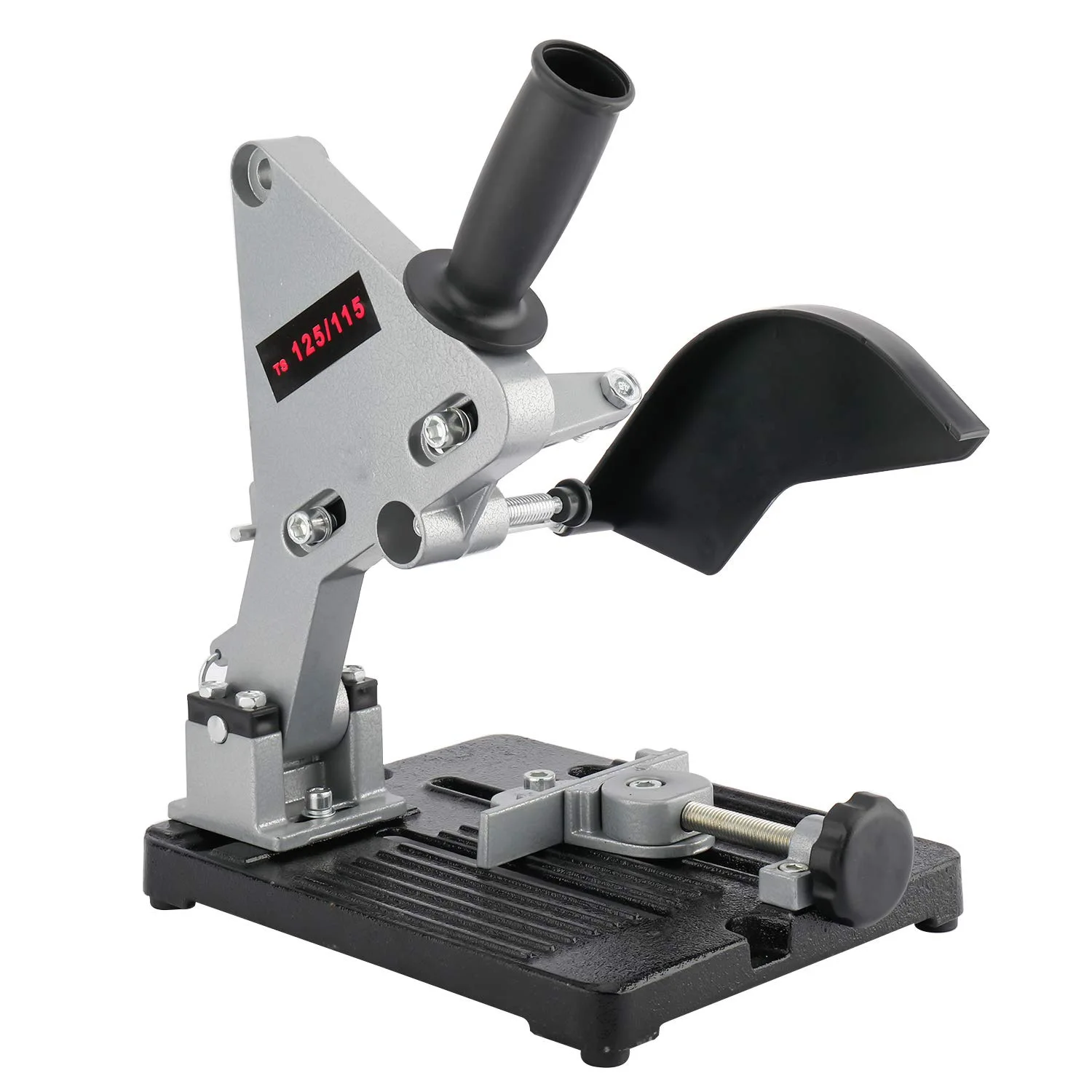 Convert fixed angle grinder into cutting machine with universal bracket and thickened base