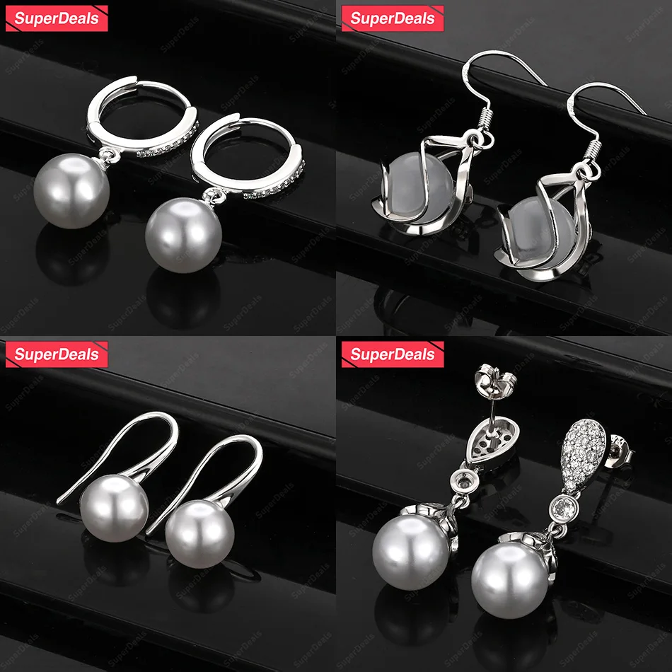 

SuperDeals 925 Sterling Silver Smooth Round Beads Drop Earrings Women Temperament Jewelry Engagement Wedding Birthday Party Gift