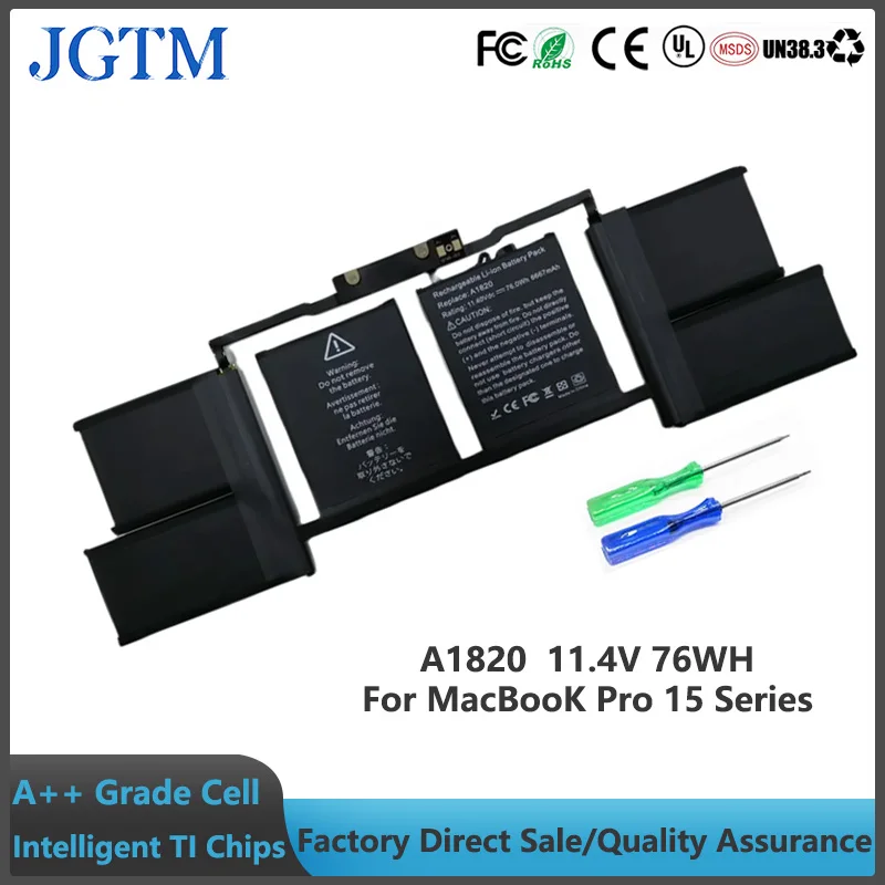 JGTM-Batería de repuesto para ordenador portátil, 11,4 V, 76WH, A1820 para MacBook Pro de 15 pulgadas, A1707 (finales de 2016, mediados de 2017), barra táctil, EMC 3162 3072