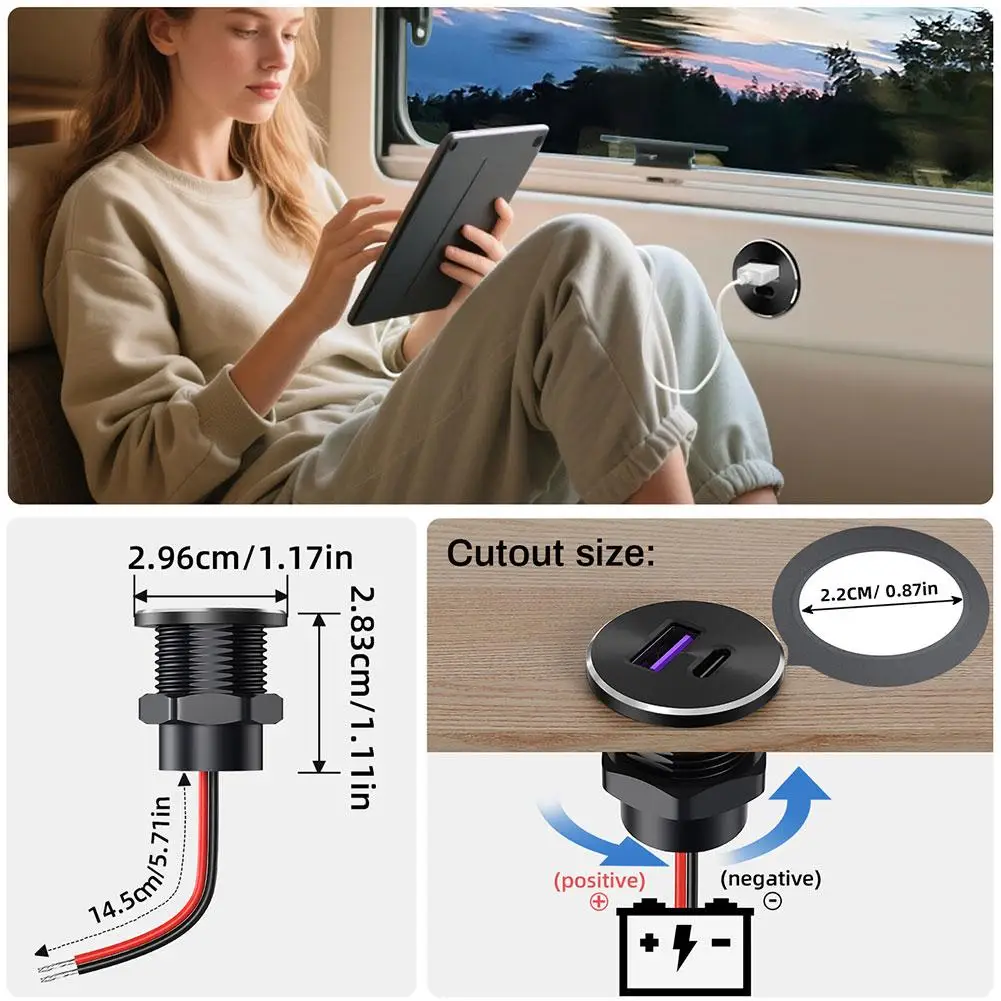 شاحن سيارة صغير مزدوج شحن سريع 30 واط USB-C 18 واط USB-A مهايئ شاحن هاتف السيارة اكسسوارات السيارات لأنظمة D.C 12 فولت-24 فولت #5