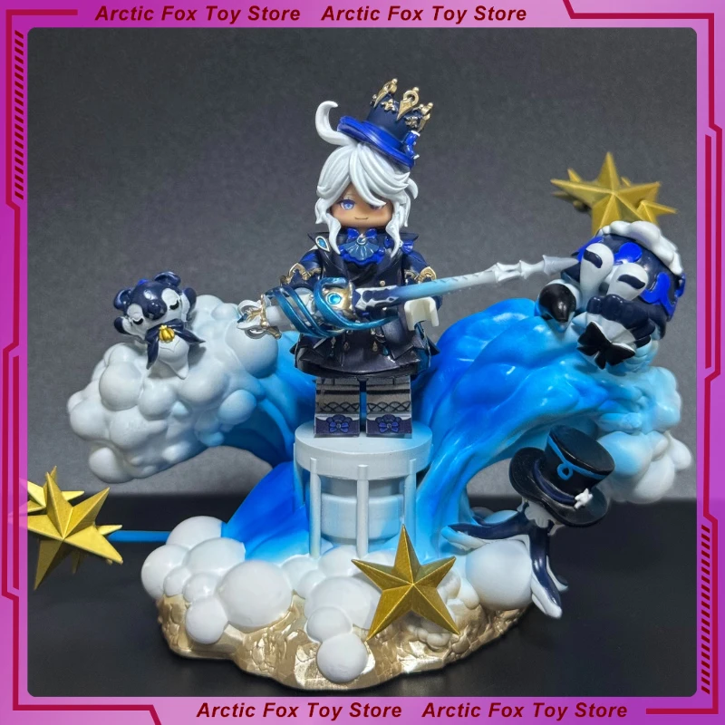 

5cm Genshin Impact Anime Figure Furina Peripheral Plastic Model Assembling Building Blocks Advanced Statue New Year Gifts Toys