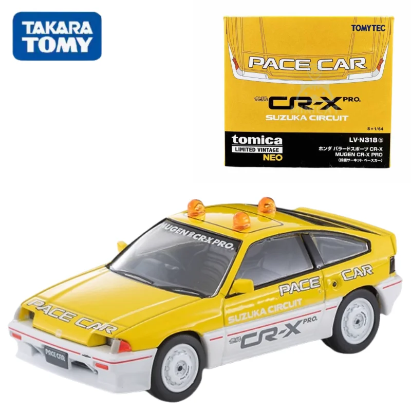 TAKARA TOMY TOMICA 1:64 TLV LV-N318b Honda CR-X Pro Suzuka Circuit guide car yellow and white alloy press miniature model