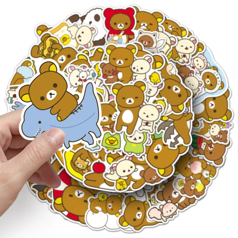

50Pcs New Model Rilakkuma Girl Journal DIY Creativity Storage Box Sticker Cute Cartoon Little Bear Waterproof Periphery Sticker