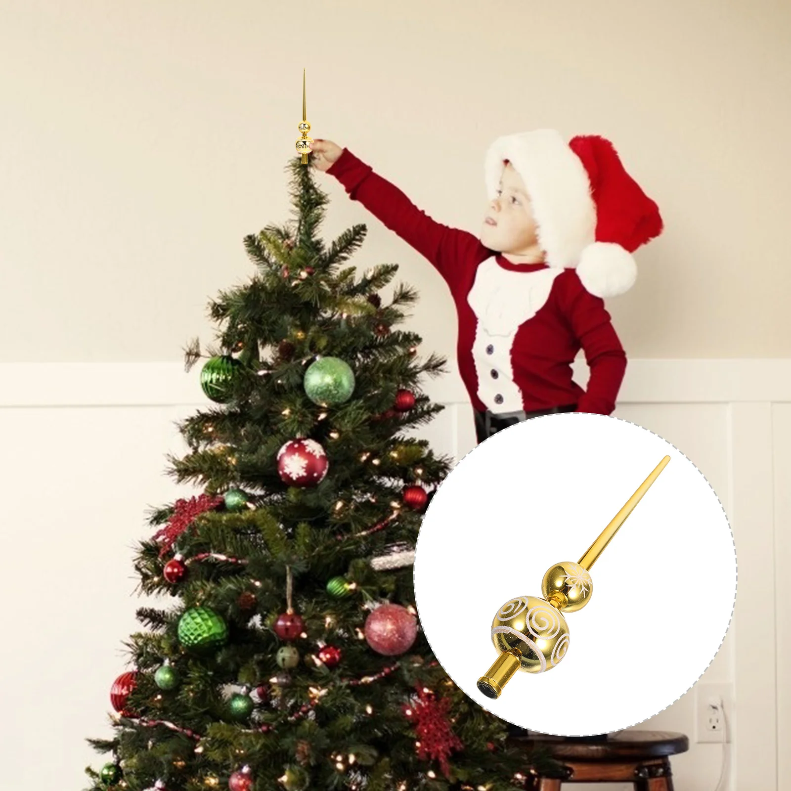 

Gourd Shaped Christmas Tree Topper Golden Unique Holiday Decor Xmas Party Seasonal Elegant Gourd Shape Sophistication Festive