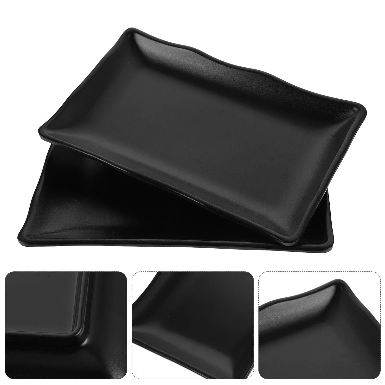 

2pcs Sushi Plate Japanese Style Non-Slip Creative Shaped Food Display Dish For Home Party Picnic Durable Sashimi Serving Tray