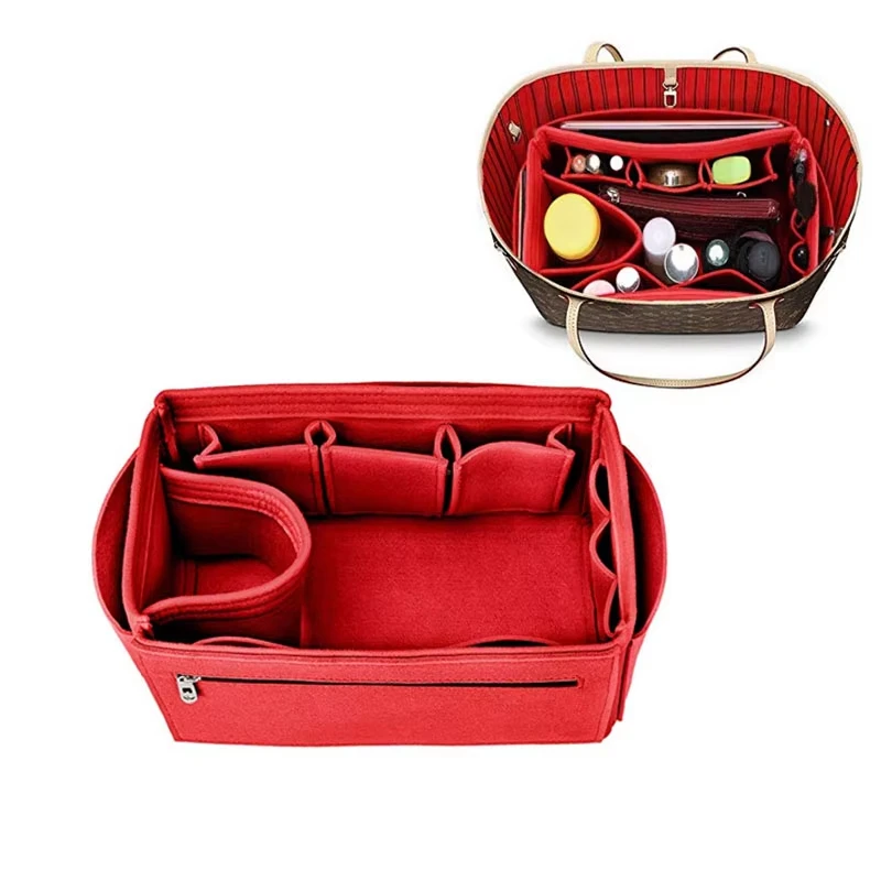 Organizador de Maquiagem em Feltro para Bolsas, Inserção Portátil para Bolsas de Viagem, Necessaire Interna para Bolsas Speedy e Neverfull