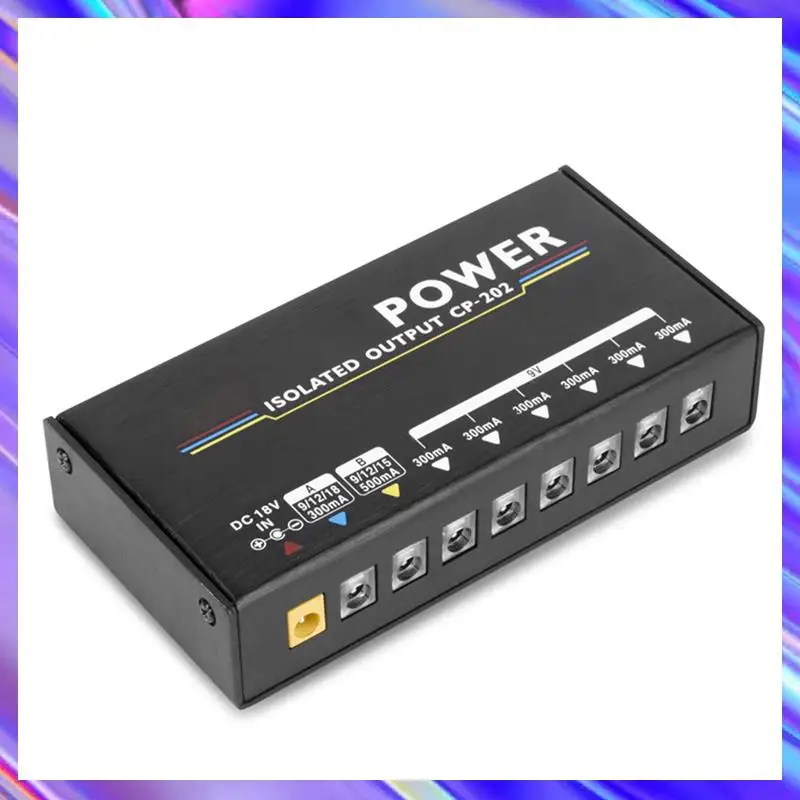 

M09K CP-202 Guitar Effect Pedal Power Supply Featuring 18W 8 Output Ports 9V/12V/15V/18V Voltage Levels With Adapter And 10 Cabl