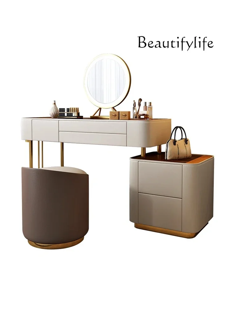 X35 Light Luxury Dresser Bedroom Simple Modern Small Chest Integrated Storage Box High-end Makeup Table Mirror
