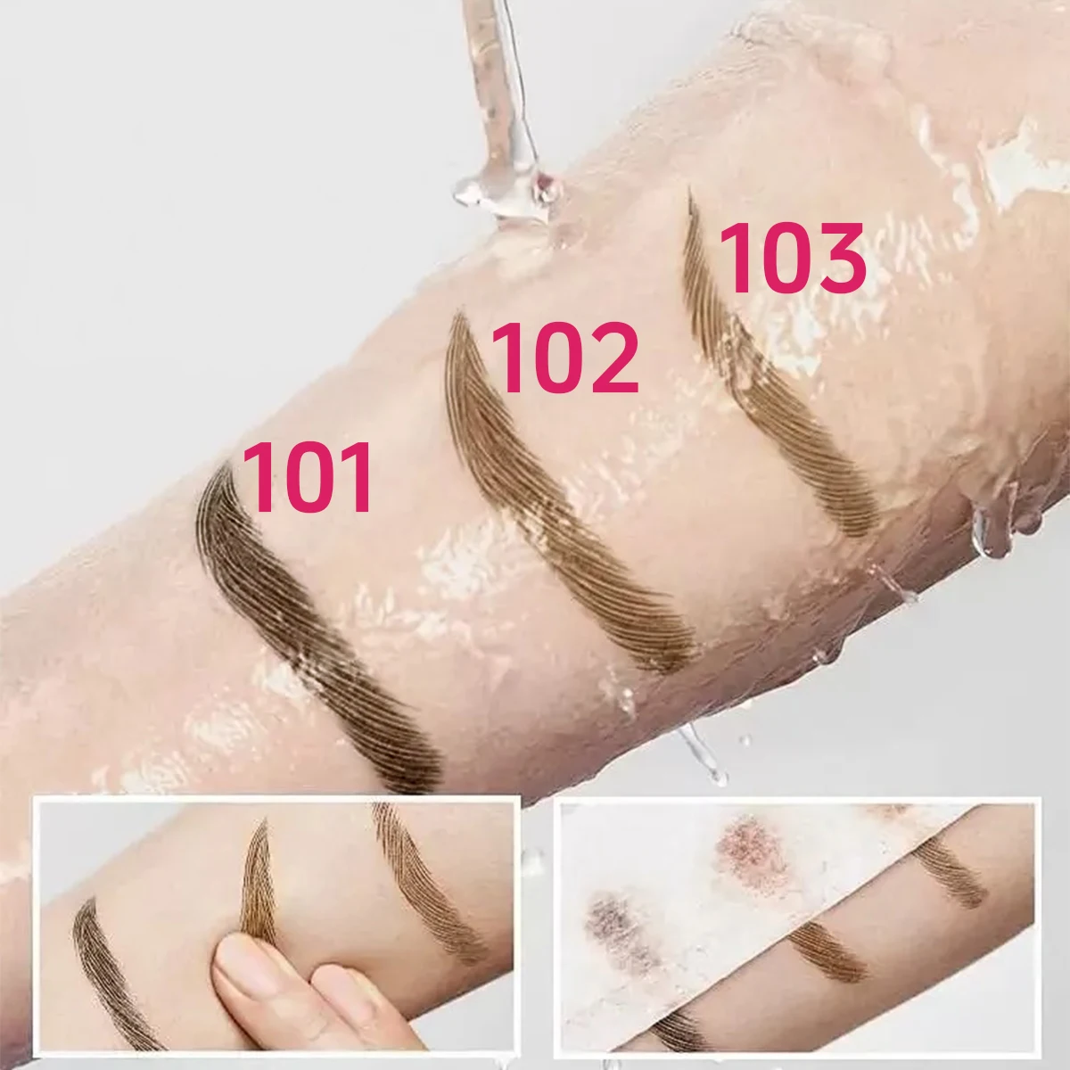 Penna per sopracciglia impermeabile a 3 colori, matita per sopracciglia microblading con 4 teste divise, regali cosmetici per trucco occhi per sopracciglia dall'aspetto naturale