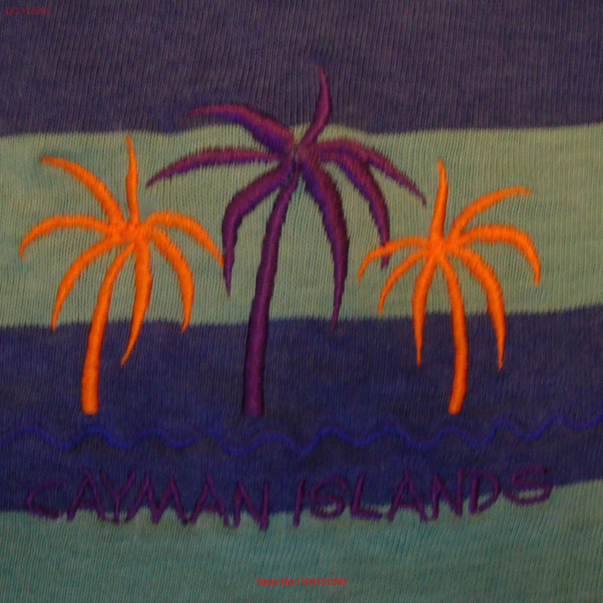 Vintage 80's Cayman Islands Tourist Souvenir Striped T Shirt Size M long or short sleeves